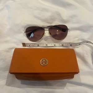 Tory Burch Aviator Sunglasses with Logo Lenses